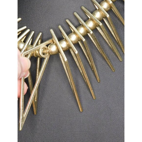 Geometric Open Triangle Spike Statement Necklace - Picture 4 of 4